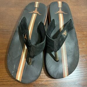 UNIVERSITY OF TEXAS “LongHorns” suede leather cushioned  thong flip flops 11”